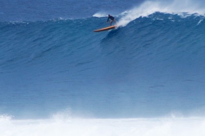 SUP on a big one at Tres Palmas.